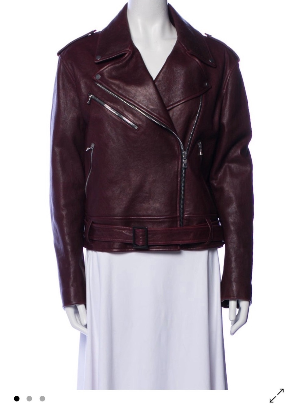 Proenza Schouler Women's Dark Burgundy oxblood Leather Biker Jacket